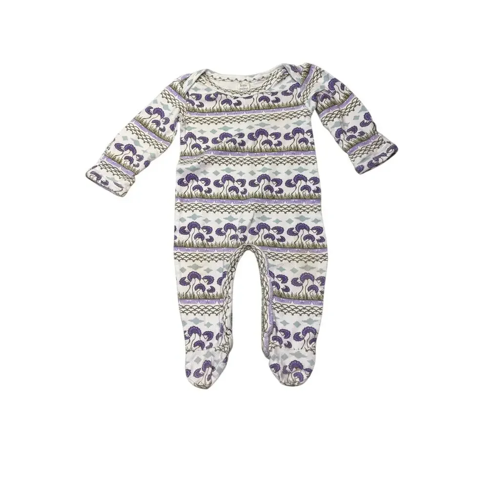 Baby Footed Sleeper Kate Quinn 6-9M Purple Floral Organic Cotton Romper EUC